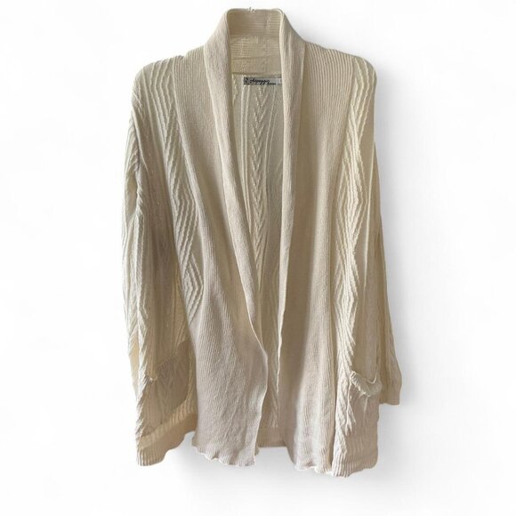 Cream Textured Arpeggio Cardigan 100% Cotton Women’s size 1X - Picture 1 of 5